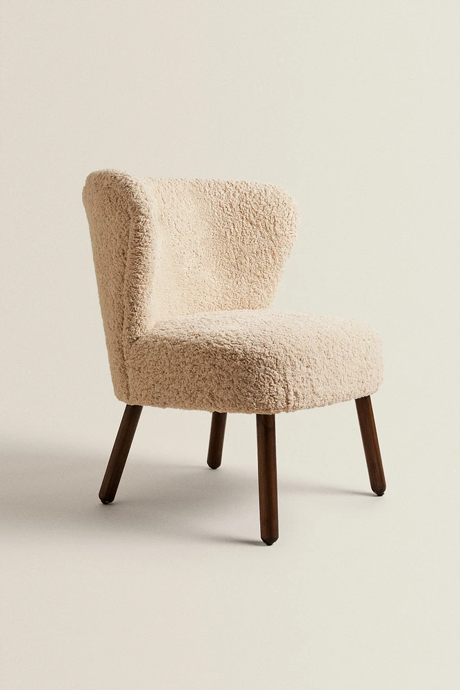 FAUTEUIL TISSU BOUCLÉ BEIGE