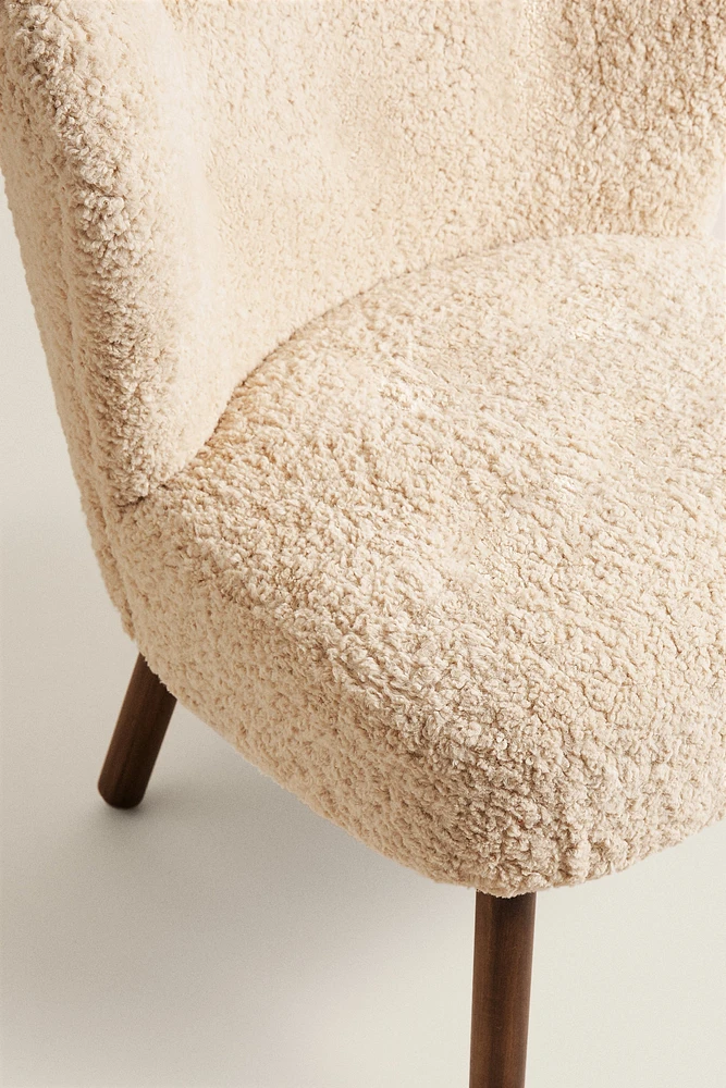 FAUTEUIL TISSU BOUCLÉ BEIGE