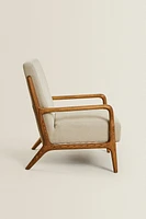 ASH WOOD LINEN ARMCHAIR