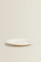 EARTHENWARE DINNER DISH WITH RAISED-DESIGN EDGE