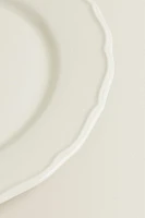 EARTHENWARE DINNER DISH WITH RAISED-DESIGN EDGE