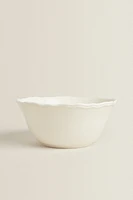 EARTHENWARE SALAD BOWL WITH RAISED-DESIGN EDGE