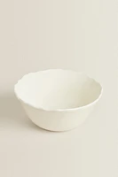 EARTHENWARE SALAD BOWL WITH RAISED-DESIGN EDGE