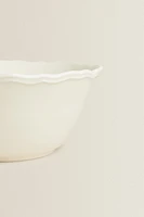 EARTHENWARE SALAD BOWL WITH RAISED-DESIGN EDGE