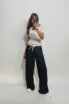 DOUBLE WAIST WIDE LEG PANTS