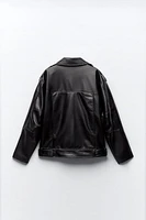 OVERSIZED FAUX LEATHER BIKER JACKET