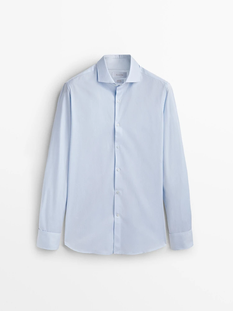 Slim-fit double cuff twill shirt