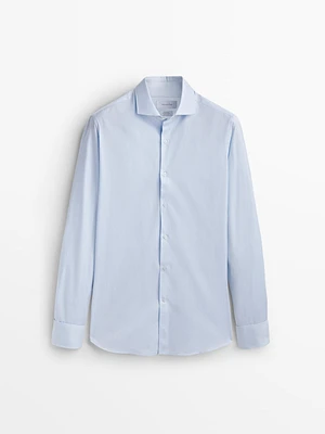 Slim-fit double cuff twill shirt