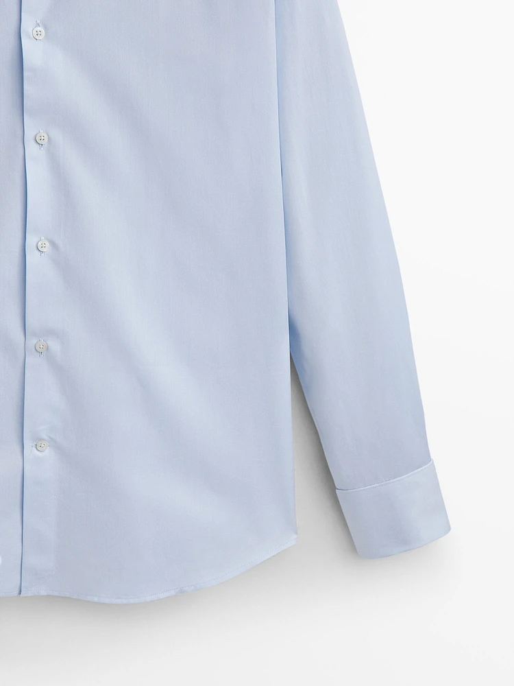 Slim-fit double cuff twill shirt