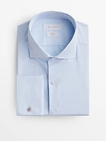 Slim-fit double cuff twill shirt