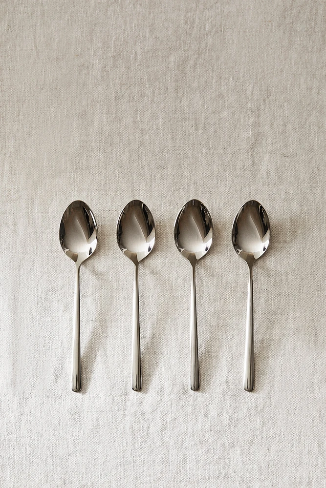 SET OF SHINY STEEL DESSERT SPOONS (SET OF 4)