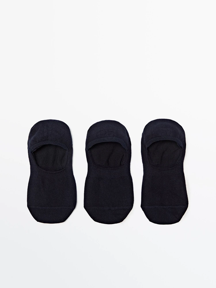 Lot 3 paires de socquettes invisibles en coton mélangé