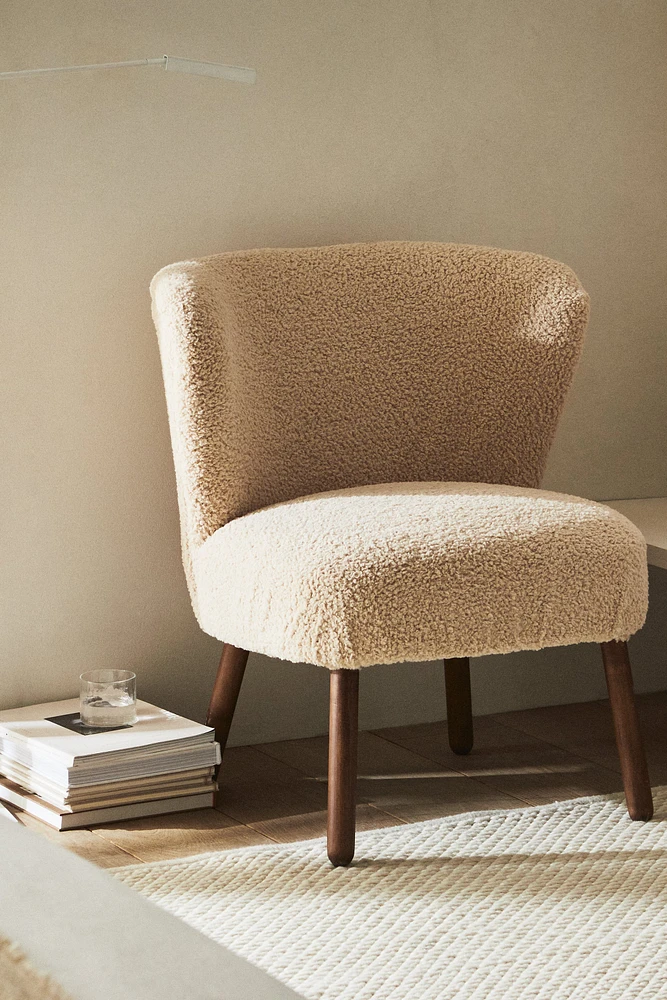 FAUTEUIL TISSU BOUCLÉ BEIGE