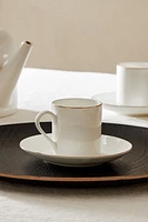 RIMMED BONE CHINA COFFEE CUP AND SAUCER