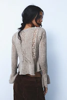 COMBINATION KNIT LACE CARDIGAN