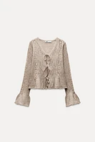 COMBINATION KNIT LACE CARDIGAN