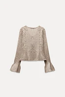 COMBINATION KNIT LACE CARDIGAN