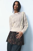 COMBINATION KNIT LACE SWEATER