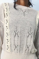 COMBINATION KNIT LACE SWEATER