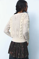 COMBINATION KNIT LACE SWEATER