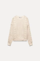 COMBINATION KNIT LACE SWEATER