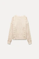 COMBINATION KNIT LACE SWEATER