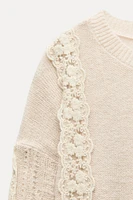 COMBINATION KNIT LACE SWEATER