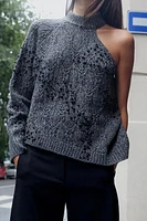 BEADED CUT OUT KNIT SWEATER