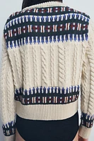 CONTRASTING JACQUARD KNIT CARDIGAN