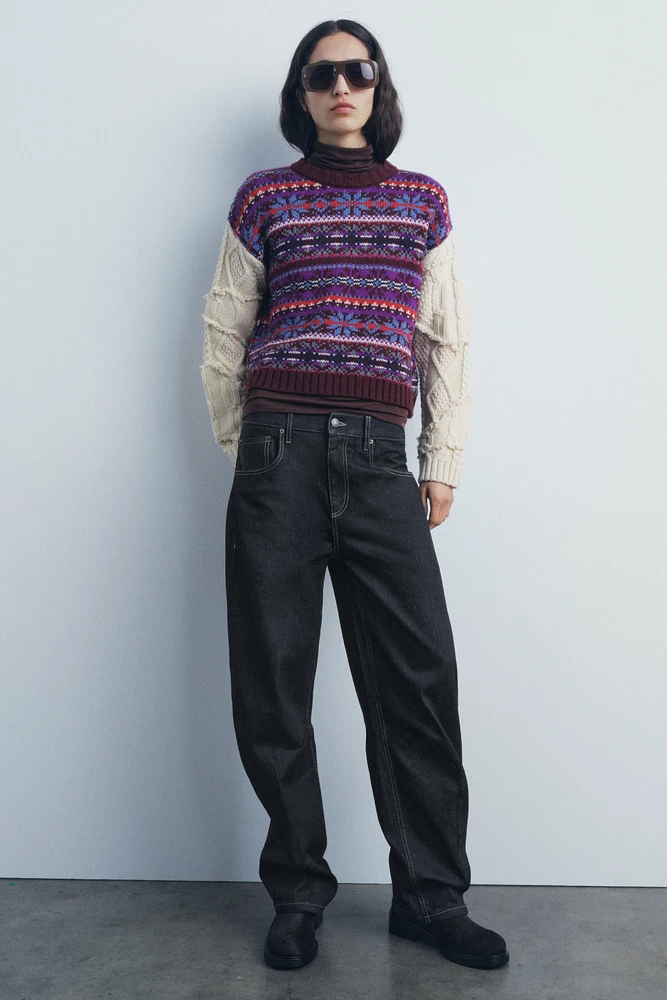 CONTRASTING KNIT JACQUARD SWEATER