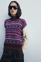 CONTRASTING KNIT JACQUARD SWEATER