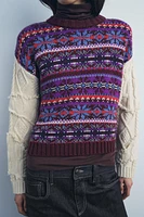 CONTRASTING KNIT JACQUARD SWEATER