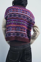 CONTRASTING KNIT JACQUARD SWEATER