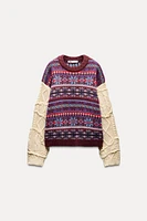 CONTRASTING KNIT JACQUARD SWEATER