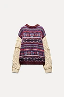 CONTRASTING KNIT JACQUARD SWEATER