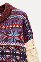 CONTRASTING KNIT JACQUARD SWEATER