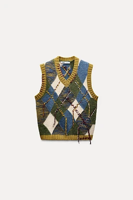 ARGYLE KNIT SWEATER VEST