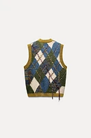 ARGYLE KNIT SWEATER VEST