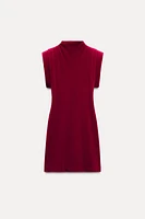 VELVET SHOULDER PAD DRESS ZW COLLECTION