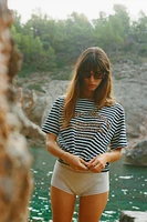 STRIPED SHIRT WITH EMBROIDERED TEXT