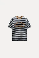 STRIPED SHIRT WITH EMBROIDERED TEXT