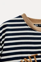 STRIPED SHIRT WITH EMBROIDERED TEXT