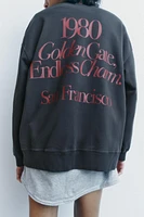 TEXT PRINT WASHED SWEATSHIRT