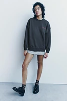 TEXT PRINT WASHED SWEATSHIRT