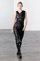 FAUX LEATHER DRAPED DRESS ZW COLLECTION