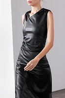 FAUX LEATHER DRAPED DRESS ZW COLLECTION