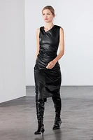 FAUX LEATHER DRAPED DRESS ZW COLLECTION