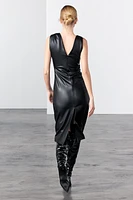 FAUX LEATHER DRAPED DRESS ZW COLLECTION