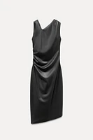 FAUX LEATHER DRAPED DRESS ZW COLLECTION