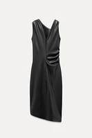 FAUX LEATHER DRAPED DRESS ZW COLLECTION